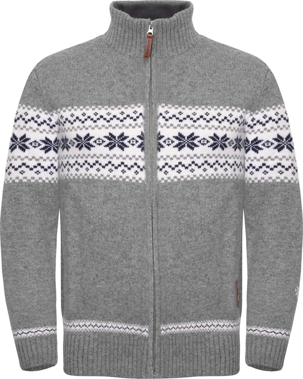 Gridarmor Men's Snøstjerne Full Zip Ullgenser Mid Grey Melange