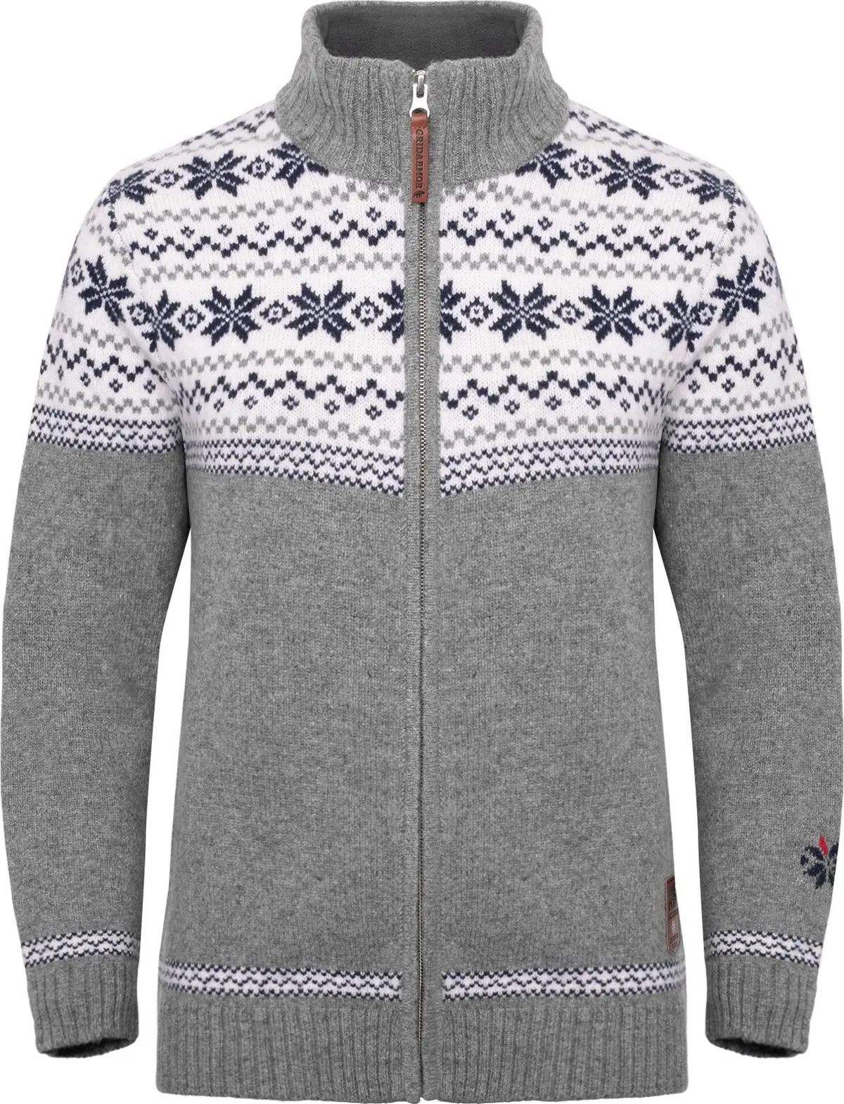 Gridarmor Women's Snøstjerne Full Zip Ullgenser  Mid Grey Melange