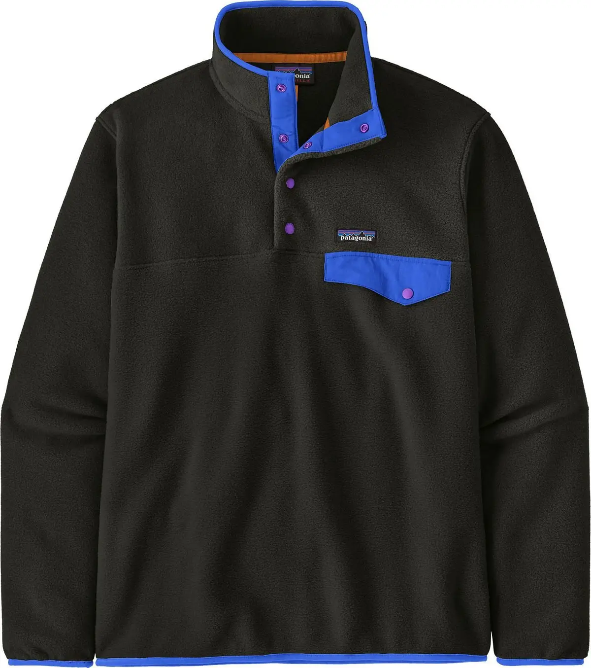 Patagonia Men's Lightweight Synchilla Snap-T Fleece Pullover Black W/P6 Blue