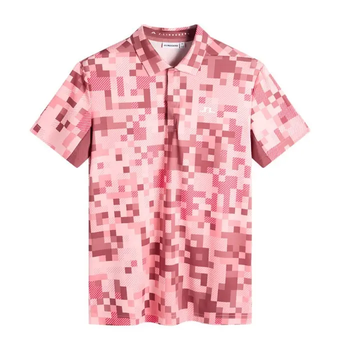 Dario Tour Print Pique Herre Rosa