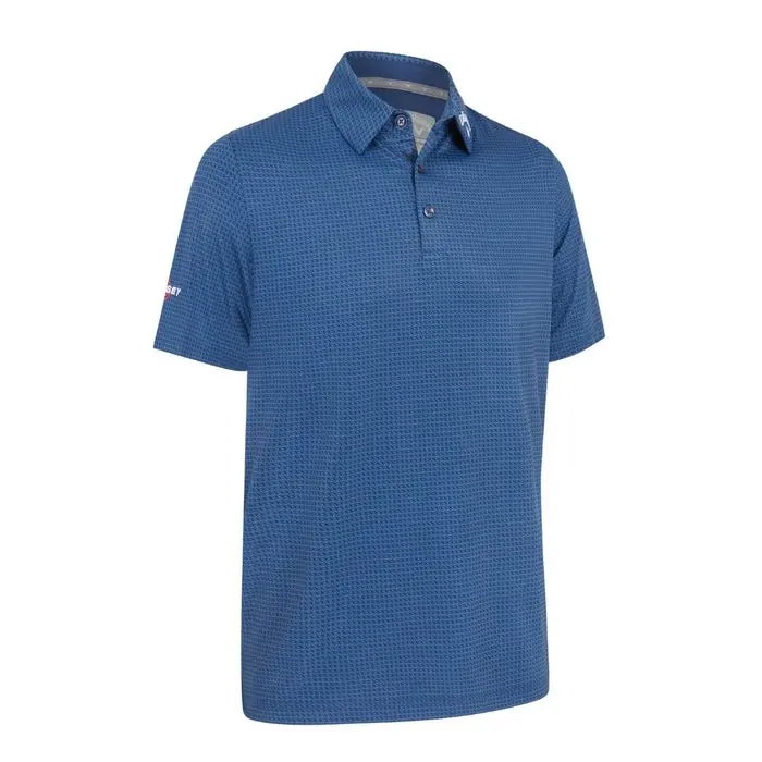 Odyssey Print Pique Herre Navy