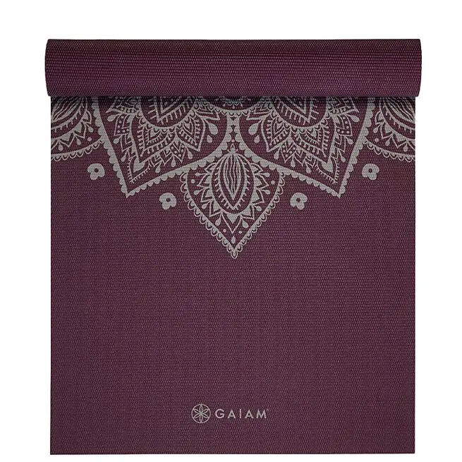 Gaiam Midnight Plum Sundial Flower Yoga Mat 5 mm