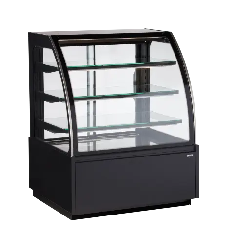 Vibocold kjøledisk Oslo med kurvet glass og LED lys sort 125 cm OSC 100C HC S
