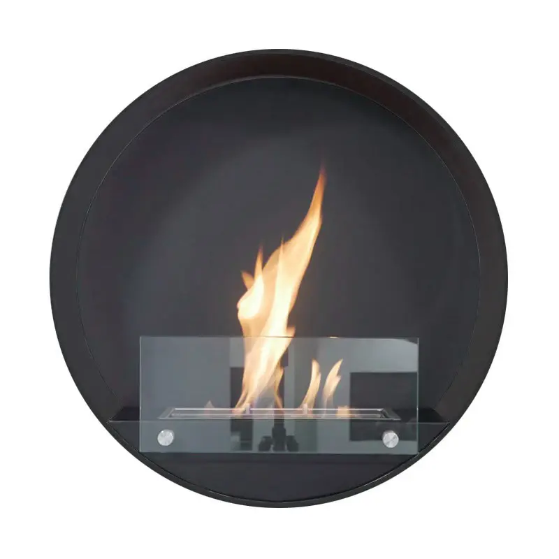 ScandiFlames Delaware rund vegghengt biopeis sort