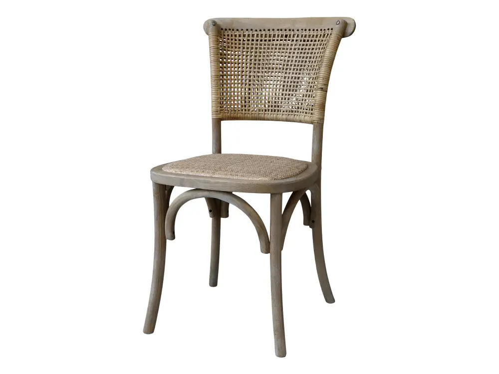 Chic Antique Fransk spisestuestol med flettet sete og rygg 41034200