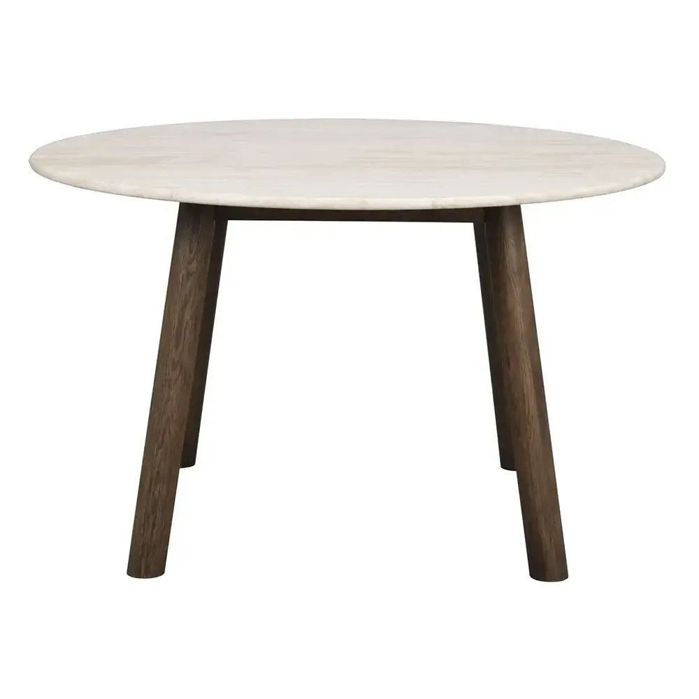Taransay spisebord Ø125 cm beige travertin/brun eik