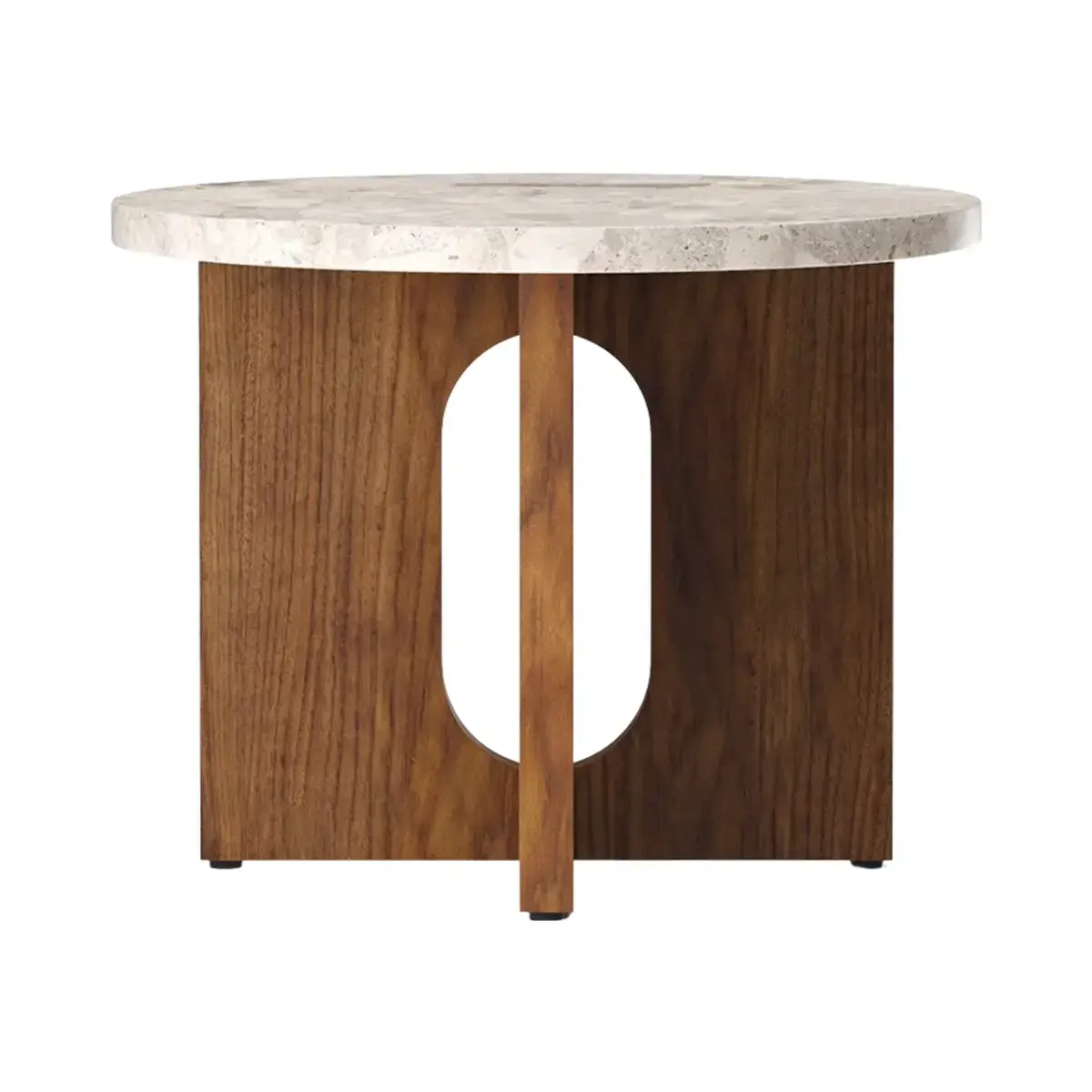 Androgyne Sidebord Valnøtt/Stein Kunis Breccia - Ø50 cm