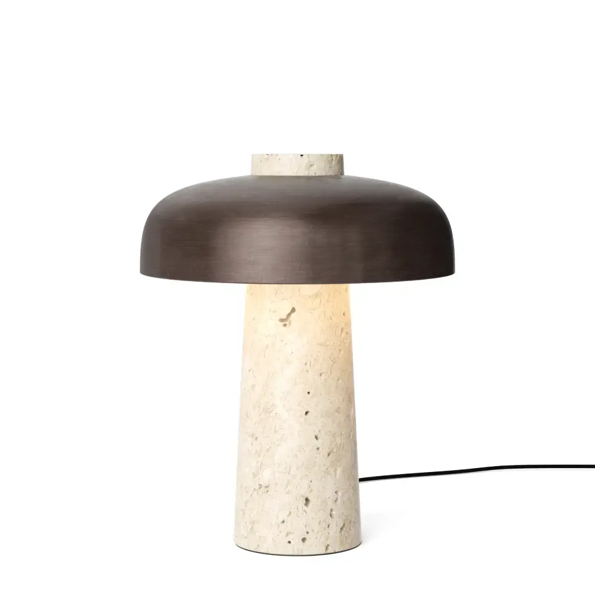 Reverse bordlampe, travertin, sand/bronsebelagt aluminium