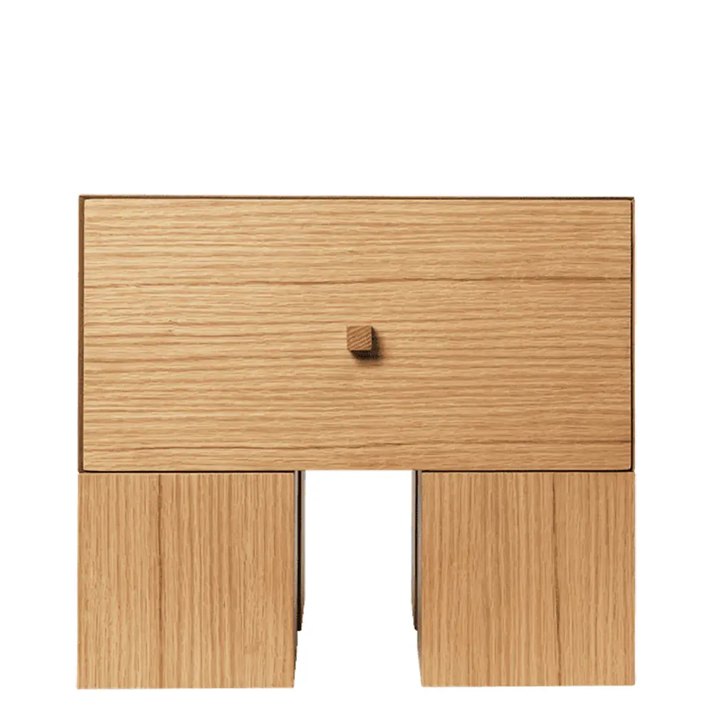 Kuben nattbord 1x1 - Naturlig eikefiner