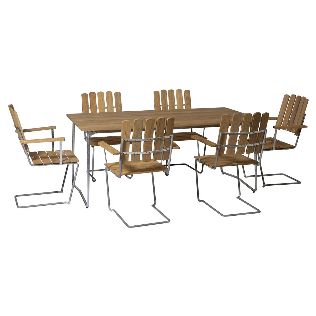 Spisegruppe B31 170 & A2 oljet eik Grythyttan Stålmöbler
