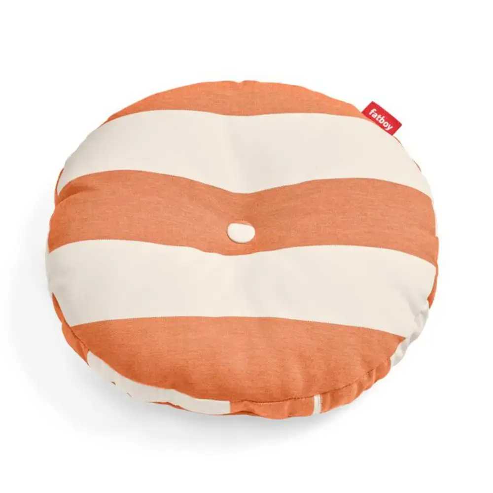 sirkelpute dekorativ pute stripe oransje kremfarget