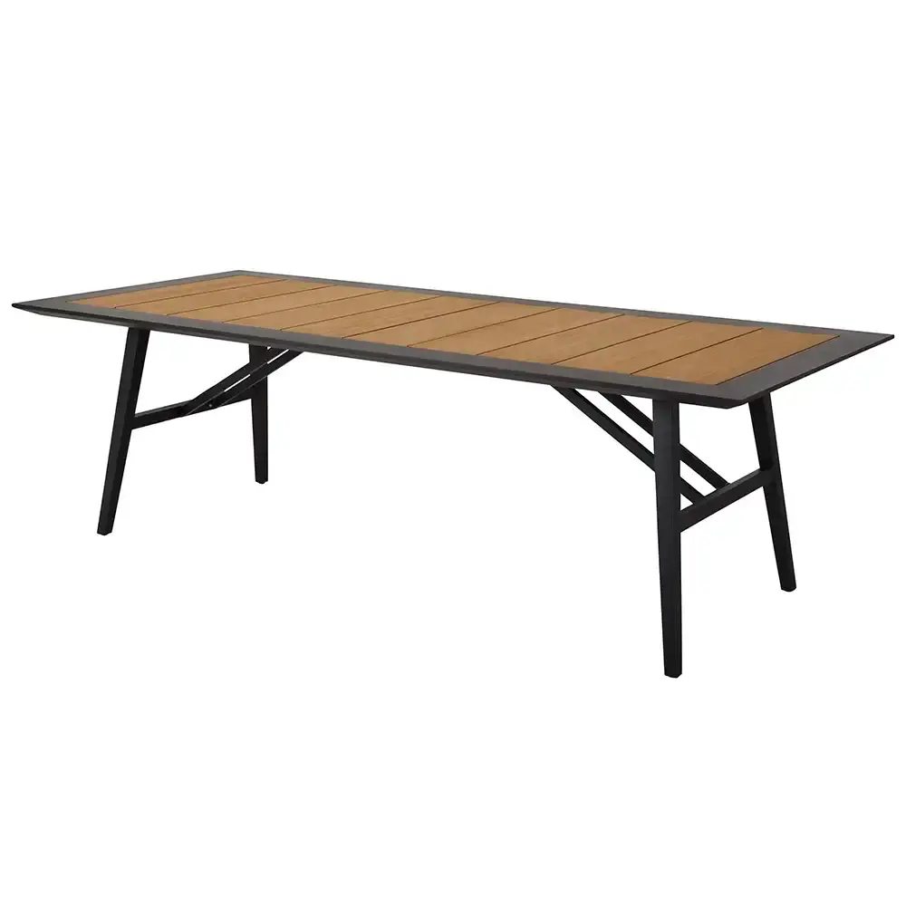 Chios Spisebord 100 x 240 cm svart/teak Brafab