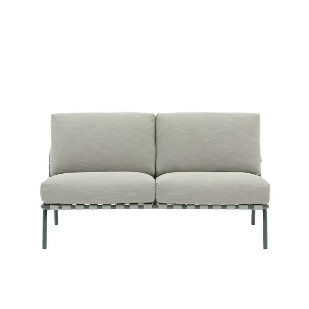 Lounge Sofa Settle 2-seater Ribbed Weave 2/Dark Green