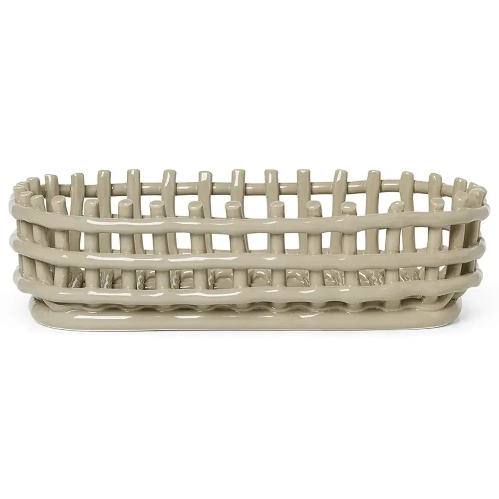 Ceramic Basket - Oval - Cashmere