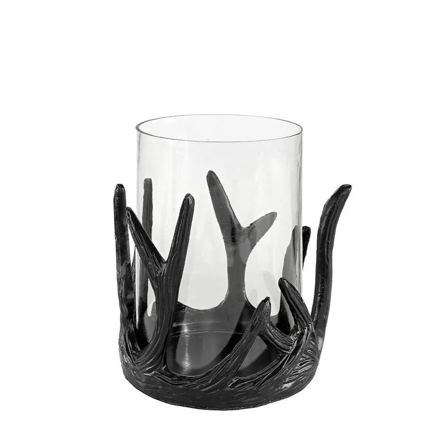 Antler lyslykt stor svart Artwood