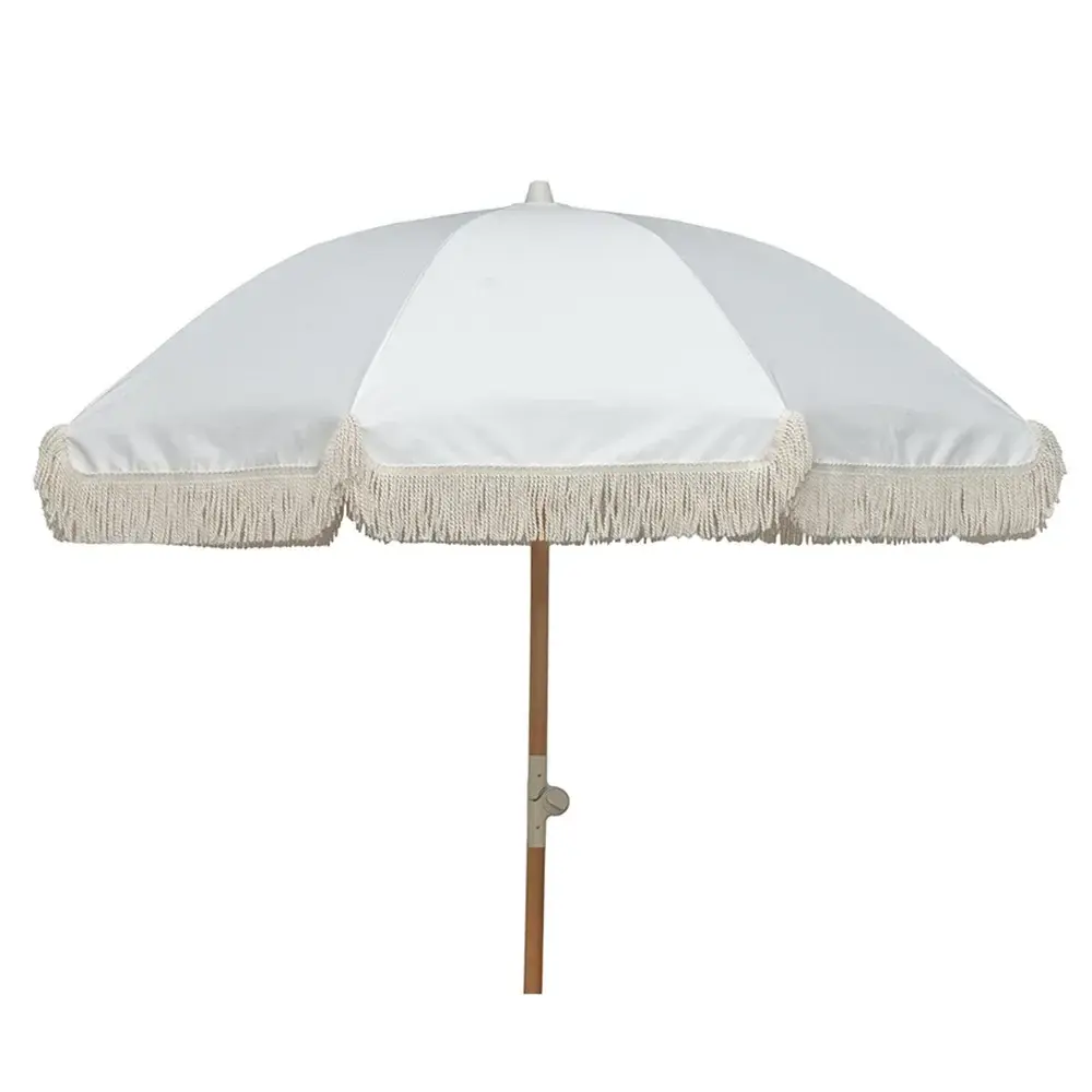 Parasoll med frynser Ø200 cm Beige