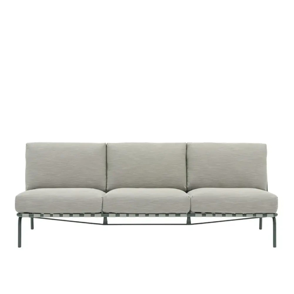 Lounge Sofa Settle 3-seater Ribbed Weave 2/Dark Green
