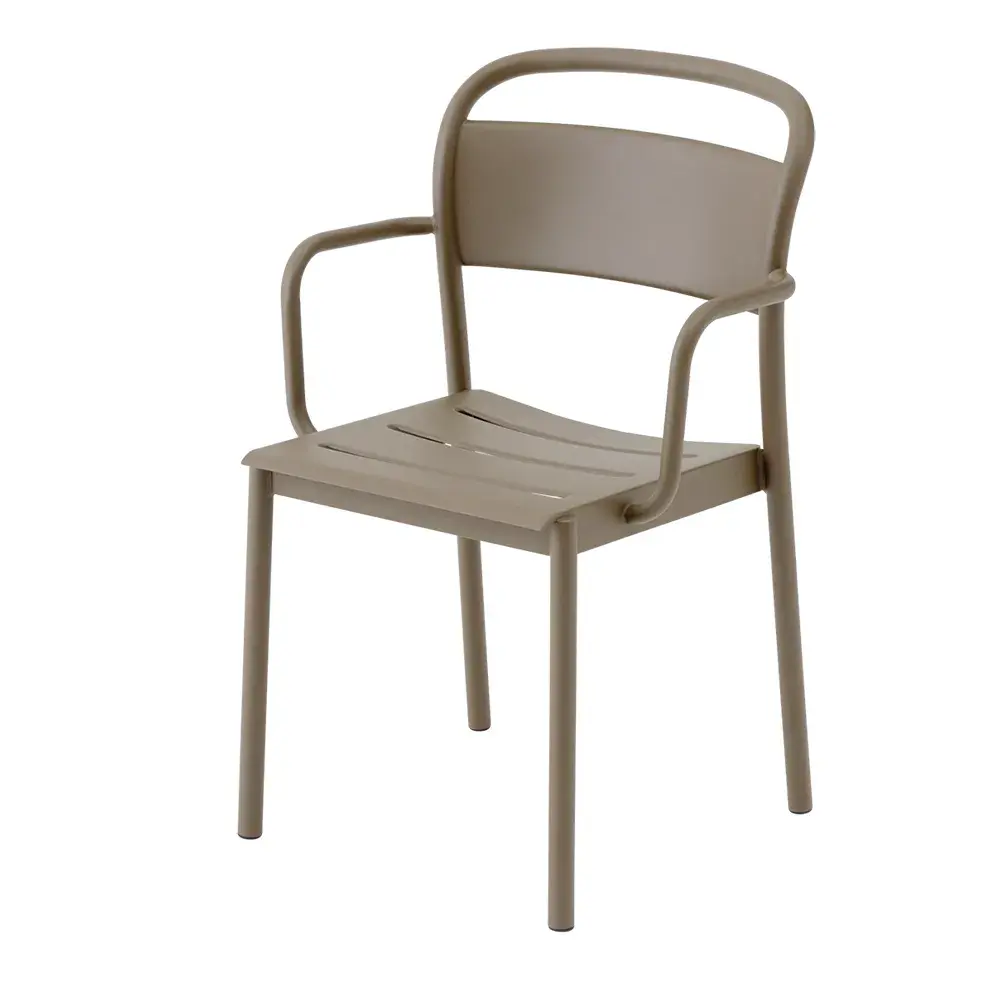 Linear Steel Stol med armlener Taupe