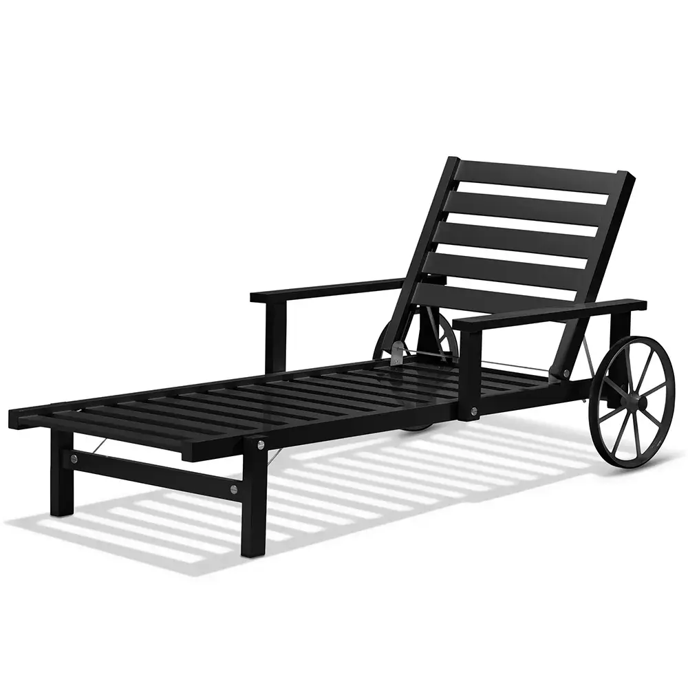Solseng med armlener aluminium sort