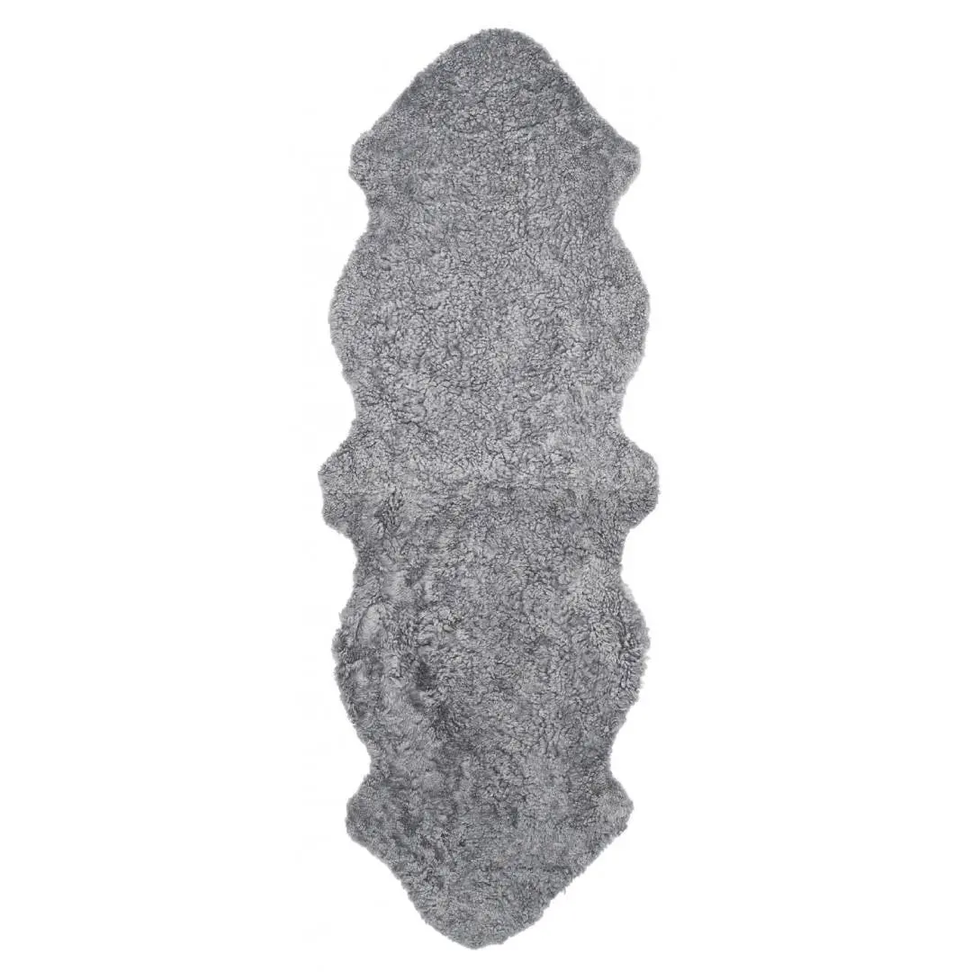 Krølleteppe 2-sett 180x55cm kullgrå sølv