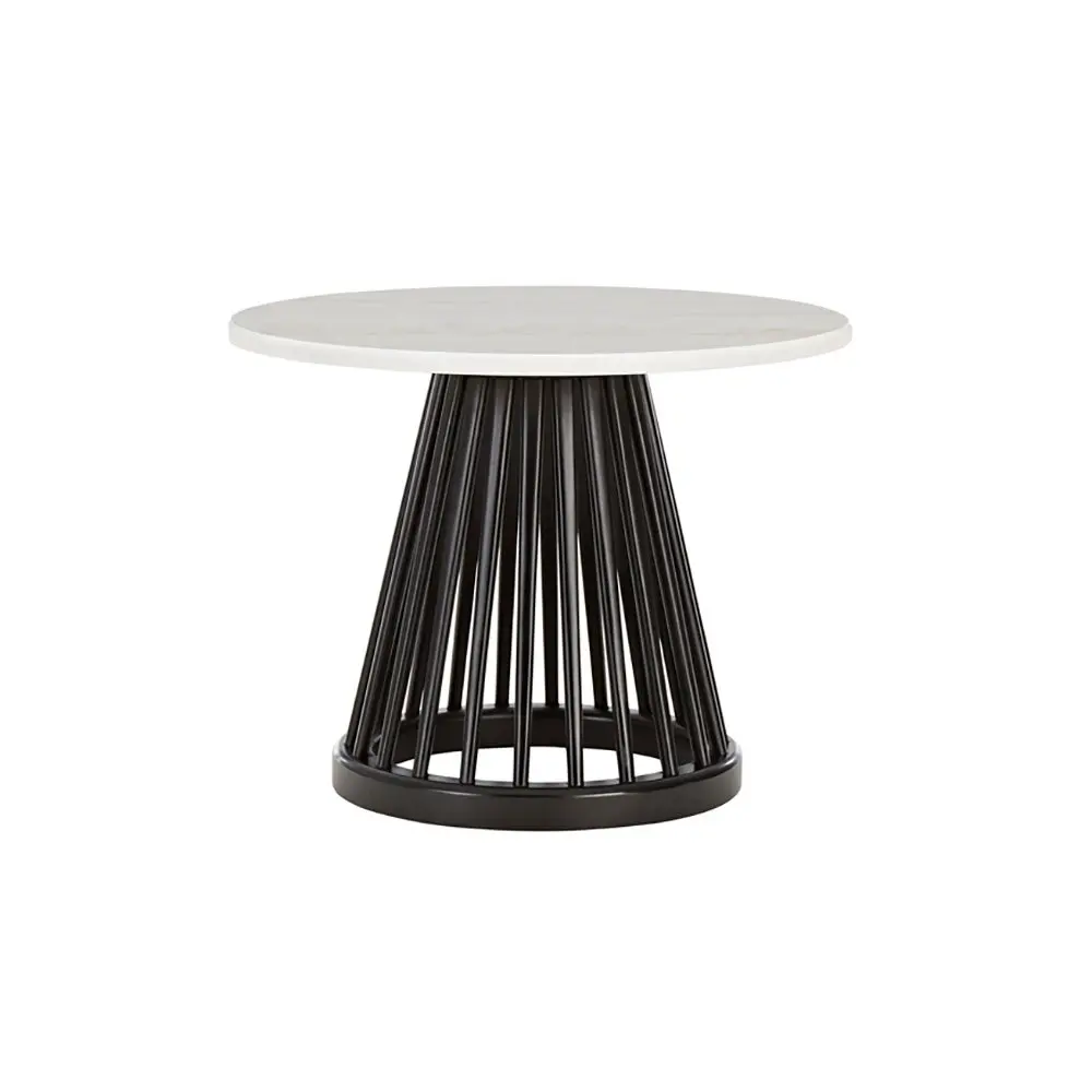 Fan bord svart steintopp 60 cm hvit