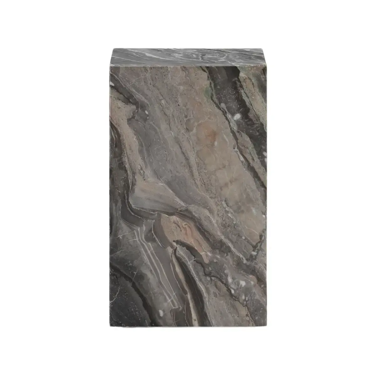 Plinth sidebord i marmor, høyt, Grey Galaxy