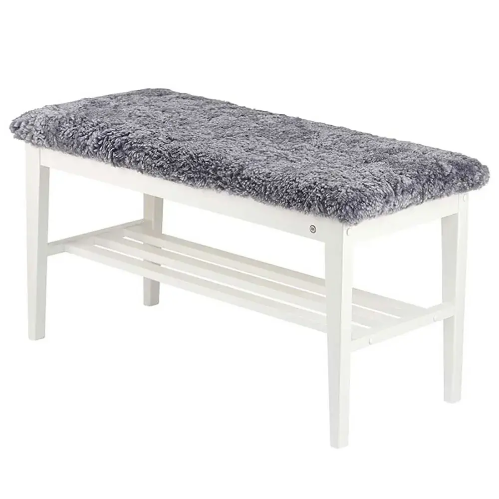 Nadja Bench Hvitlakkert bjørk/safeskinn lysegrå