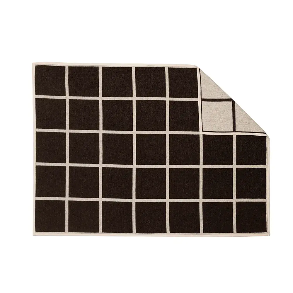 Vevd pledd i lammeull Criss Dark Brown