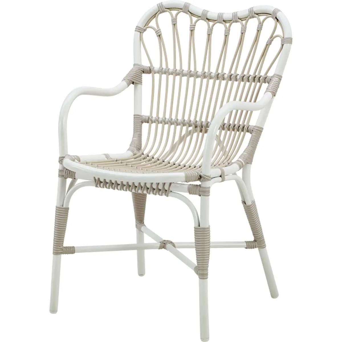 Margret armlenestol i hvit / beige kunstrotting