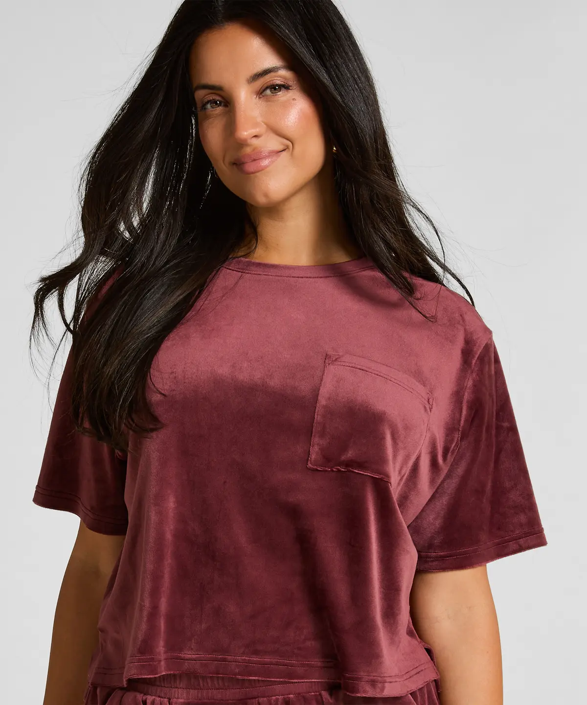 Top Velours Pocket - Rød