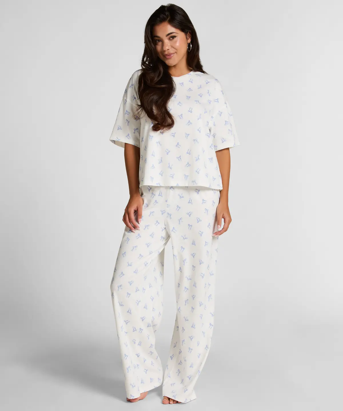 Pyjama Set Cotton Jersey Long - Hvit