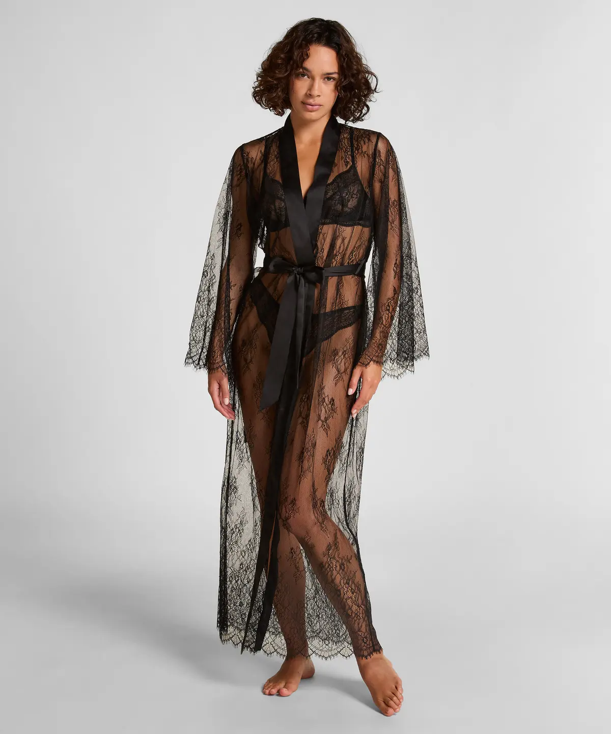 Kimono Allover Lace - Svart