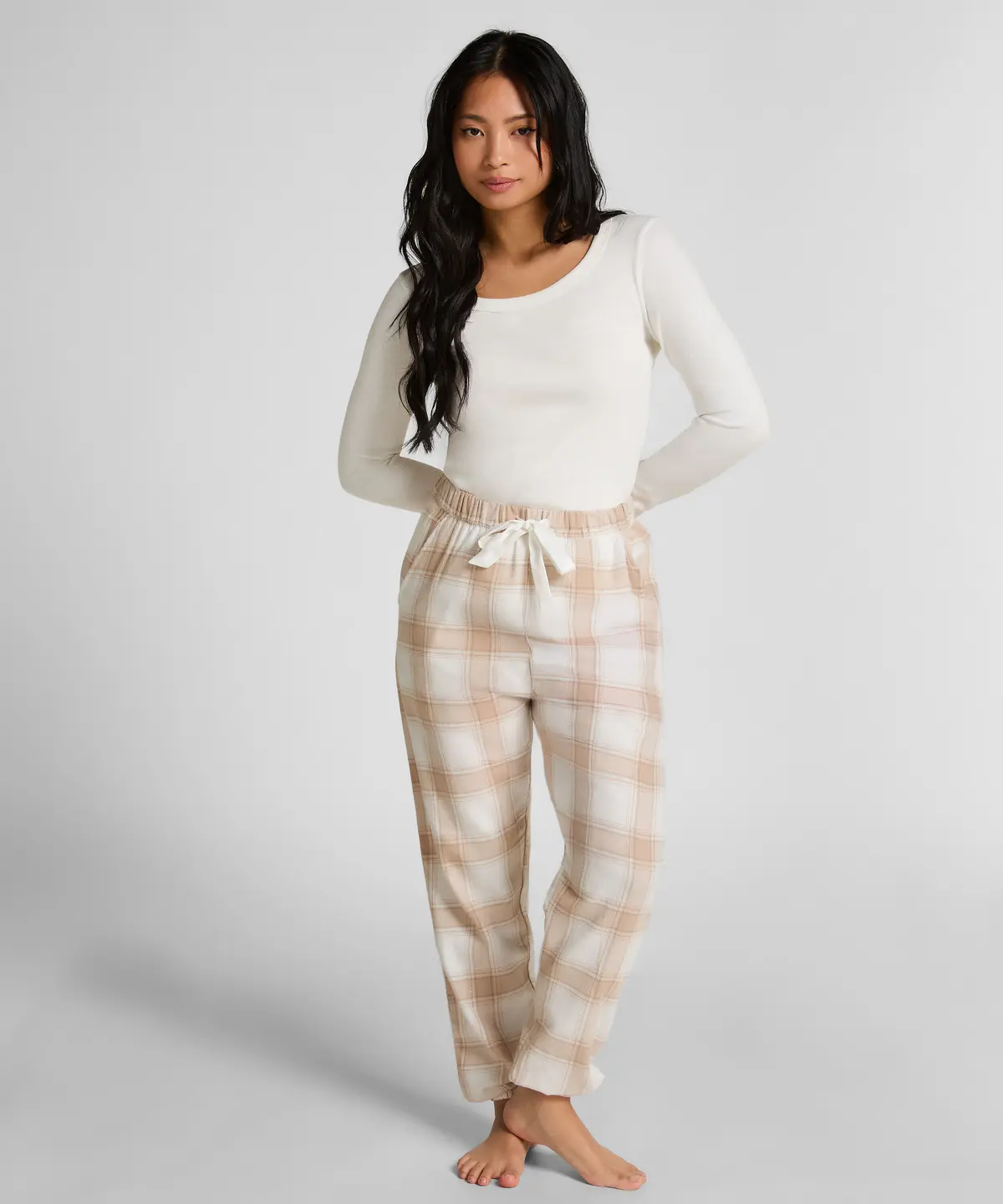 Flannel pysjamasbukse - Beige