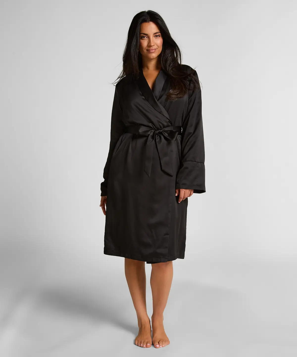 Satin fleece badekåpe - Svart