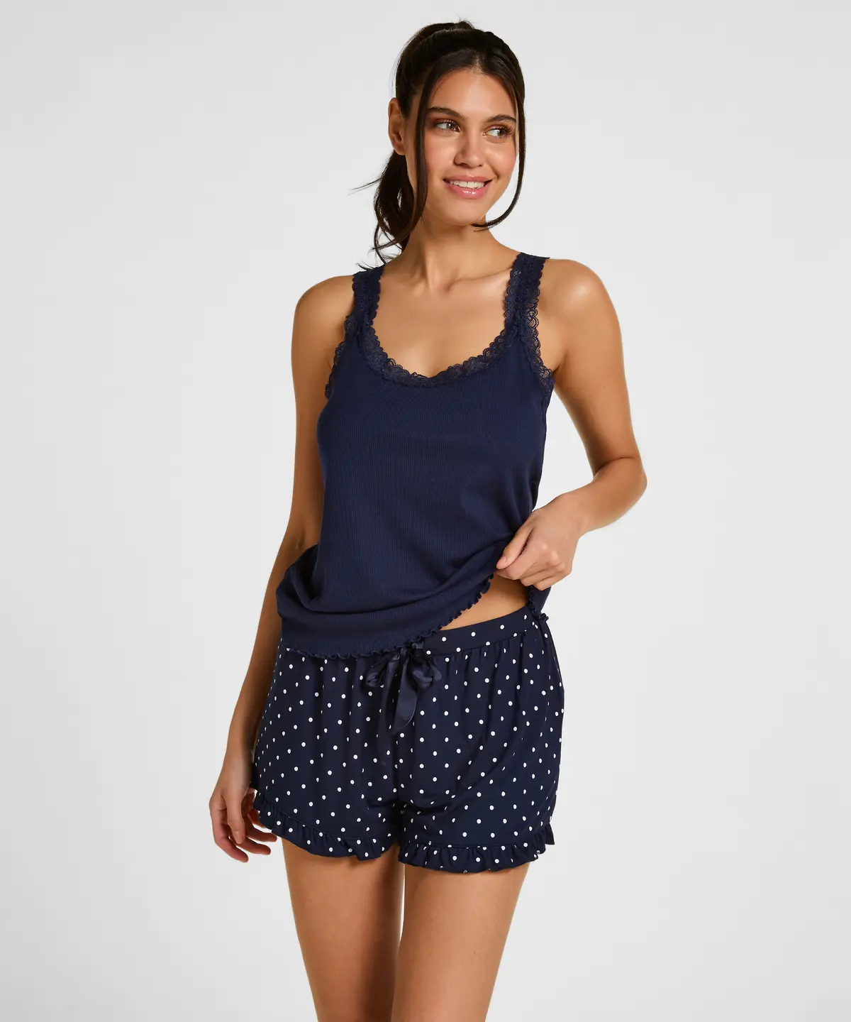 Jersey Ruffled Shorts - Blå