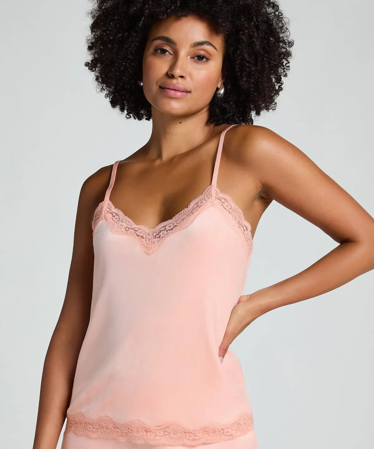 Cami-topp Velours Lace - Rosa