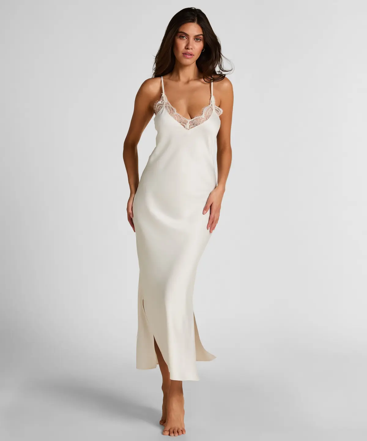 Slipdress Long Satin - Hvit