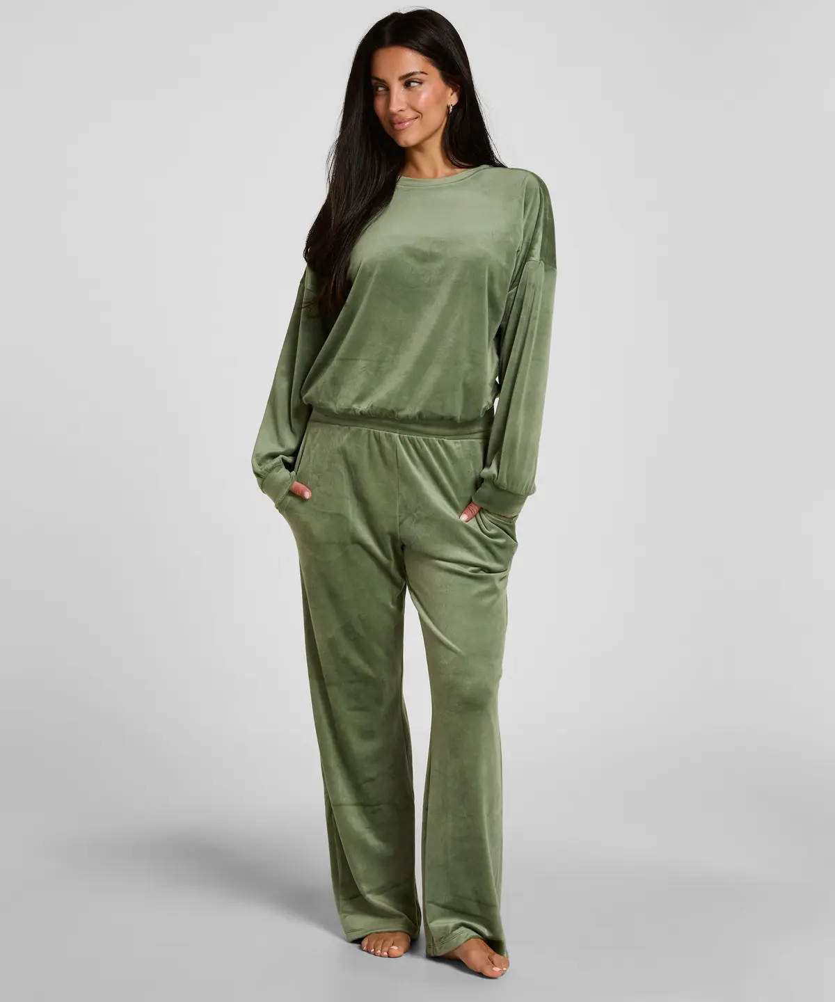 Velour Pyjamas Sett - Grønn