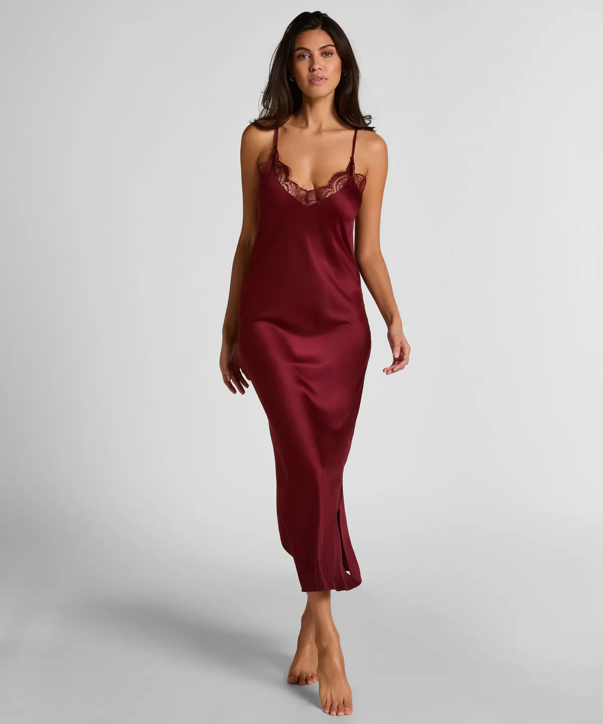Slipdress Long Satin - Rød