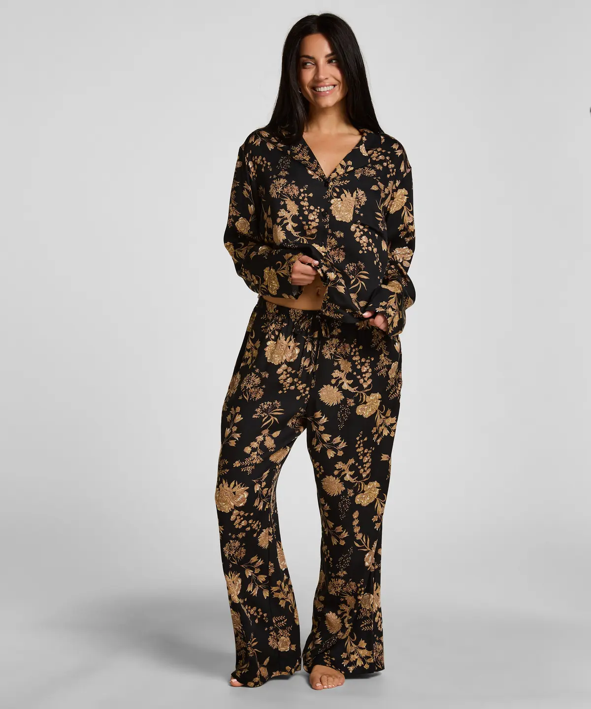 Pyjamasbukse Woven Print - Svart