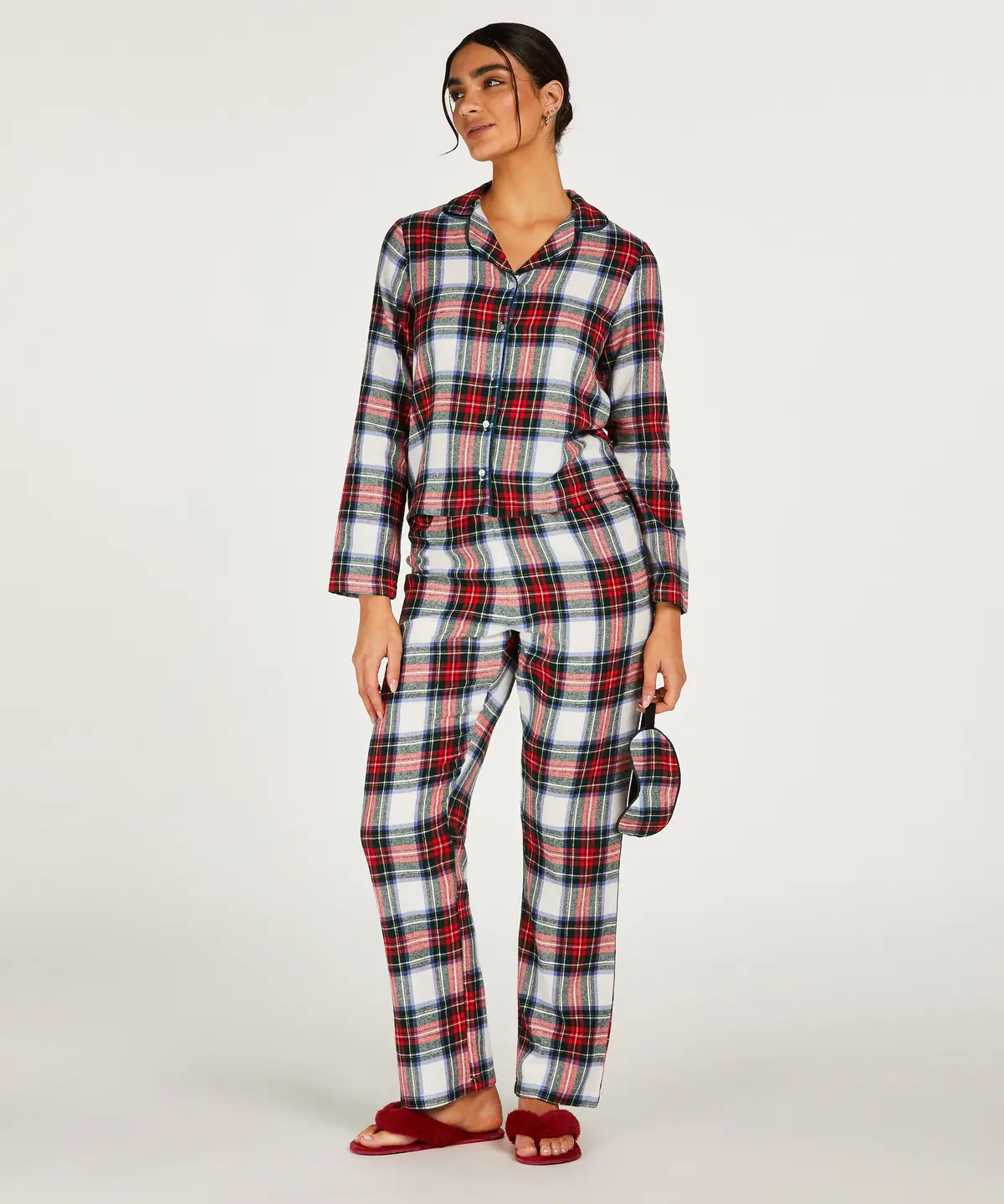 Twill Check pysjamassett - Hvit