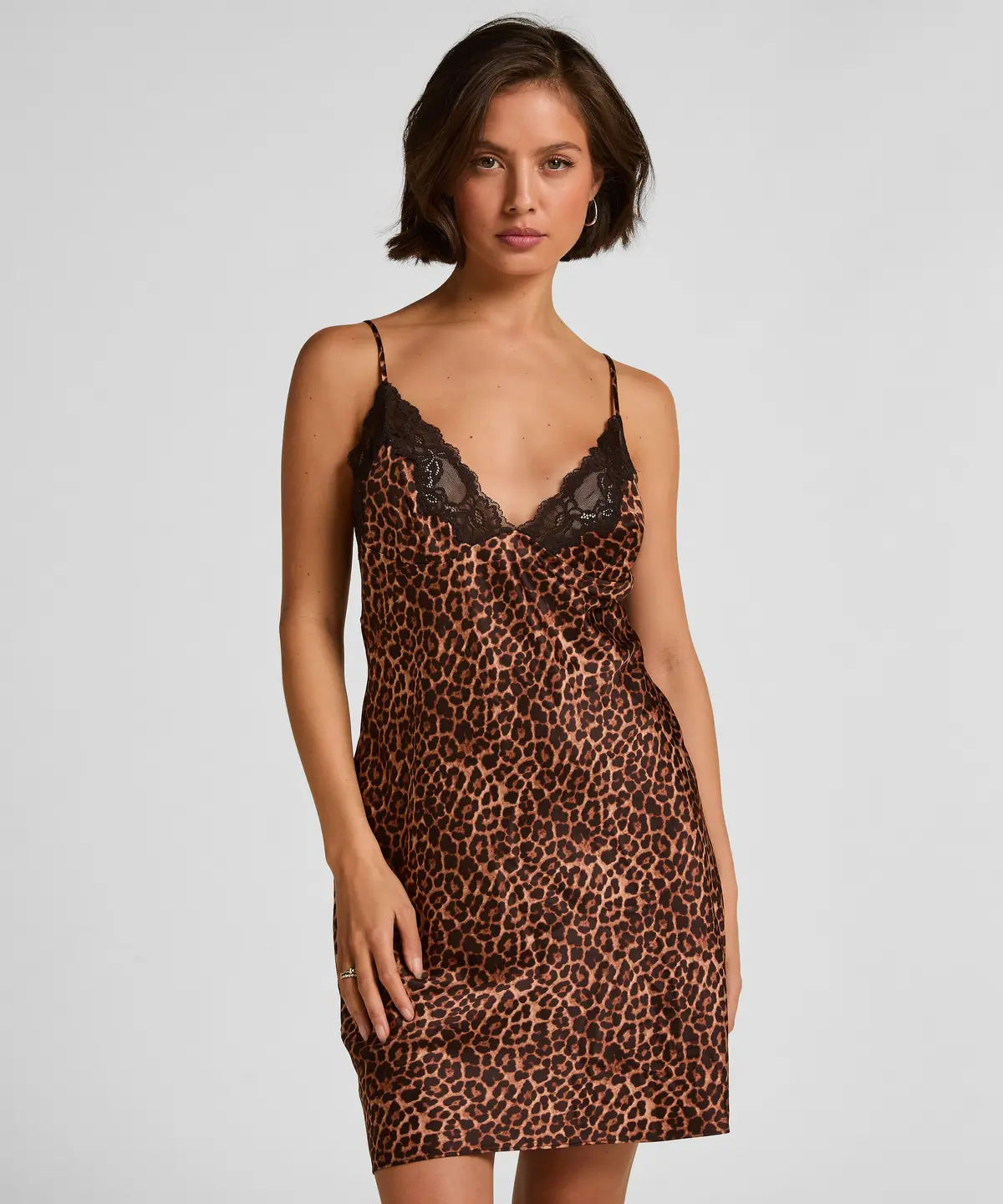 Slipdress Leopard Gabrielle - Svart