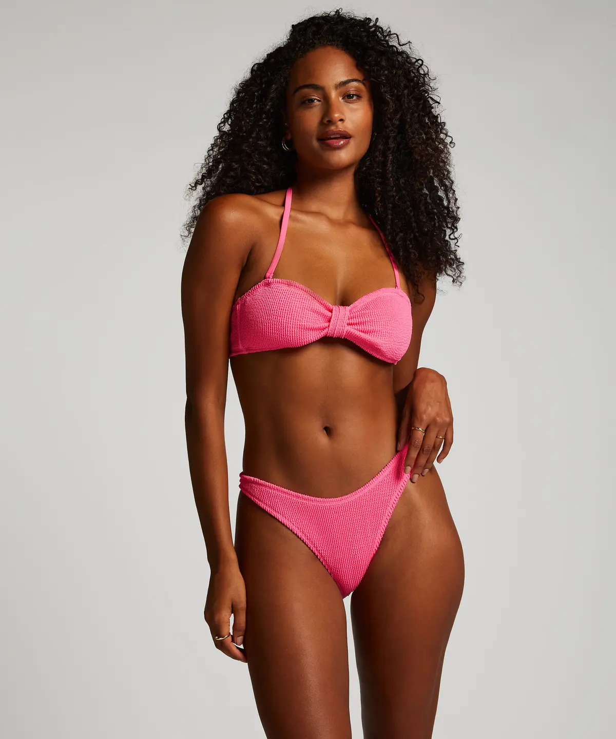 Høykuttet Bikini Underdel Crinkle - Rosa