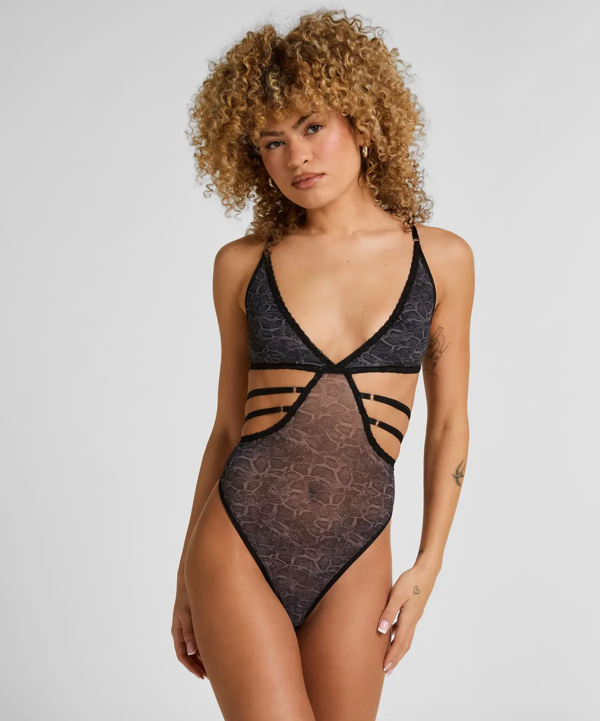 Azula Body med Cut-Outs og Slangemønster - Grå