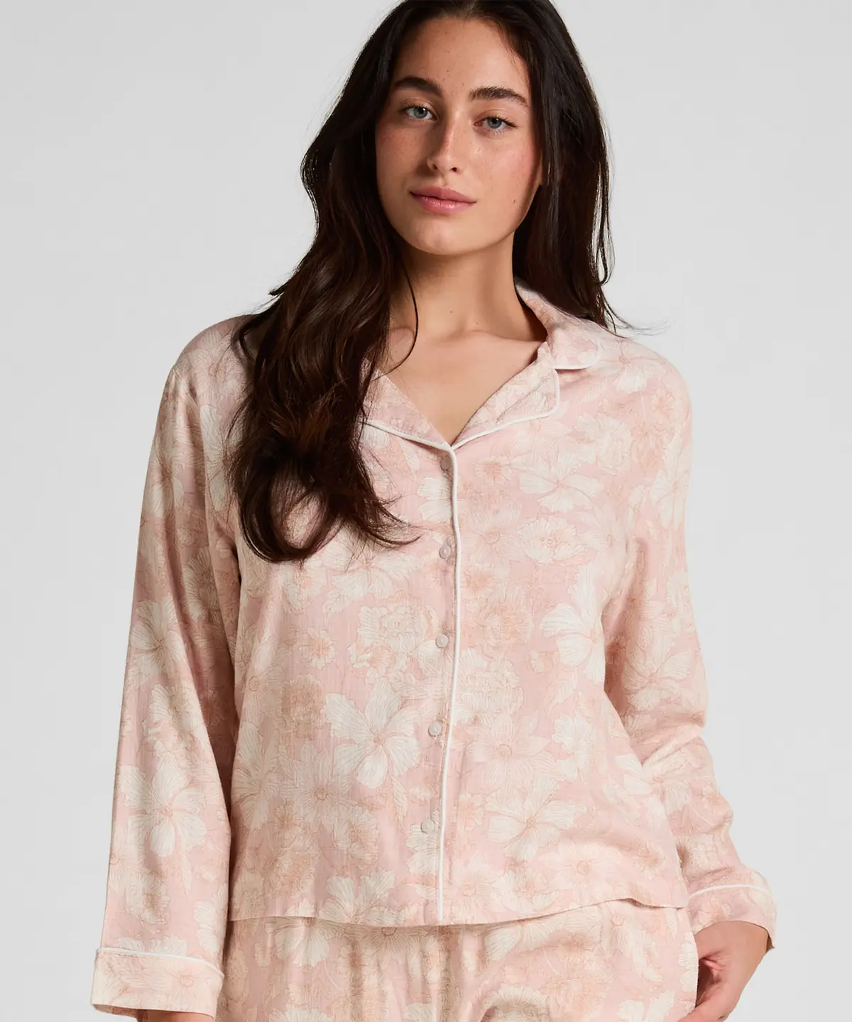 Lin Pyjamasjakke med Blomstermønster - Rosa