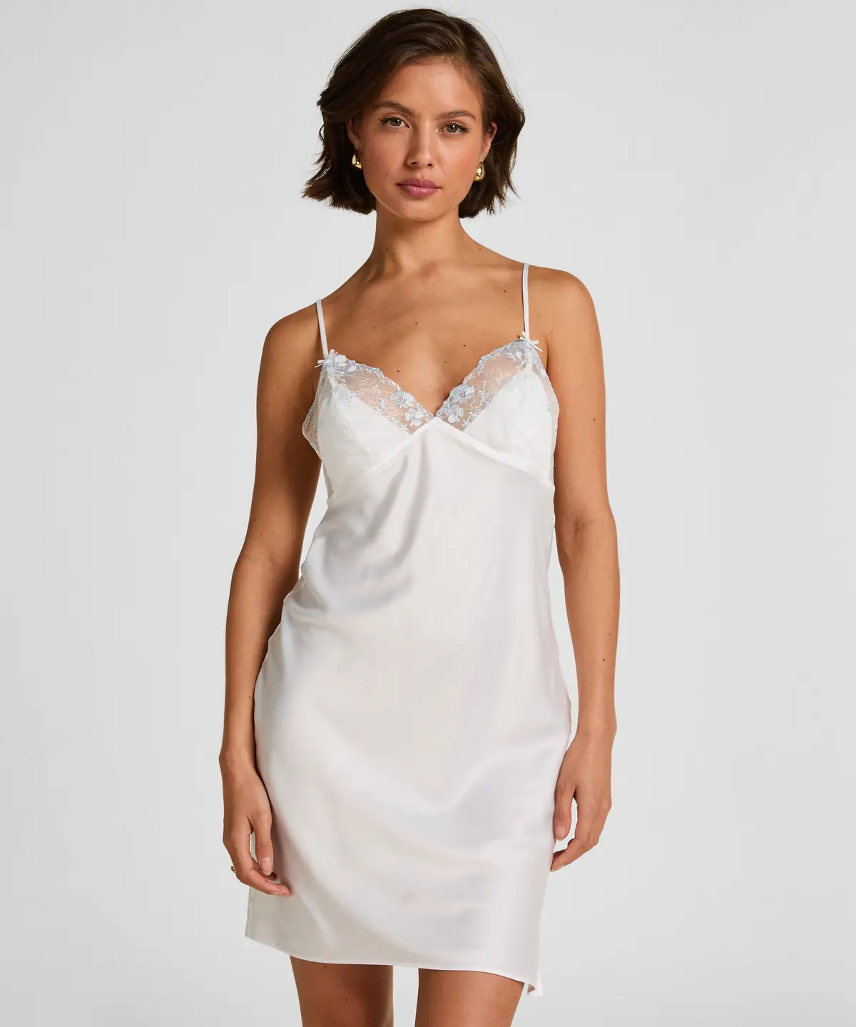 Peonie Slipdress Satin - Hvit