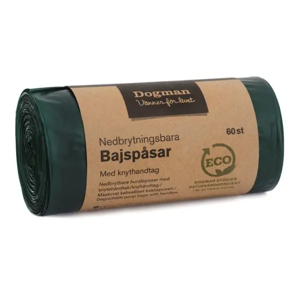 Nedbrytbare hundeposer med håndtak, 60stk