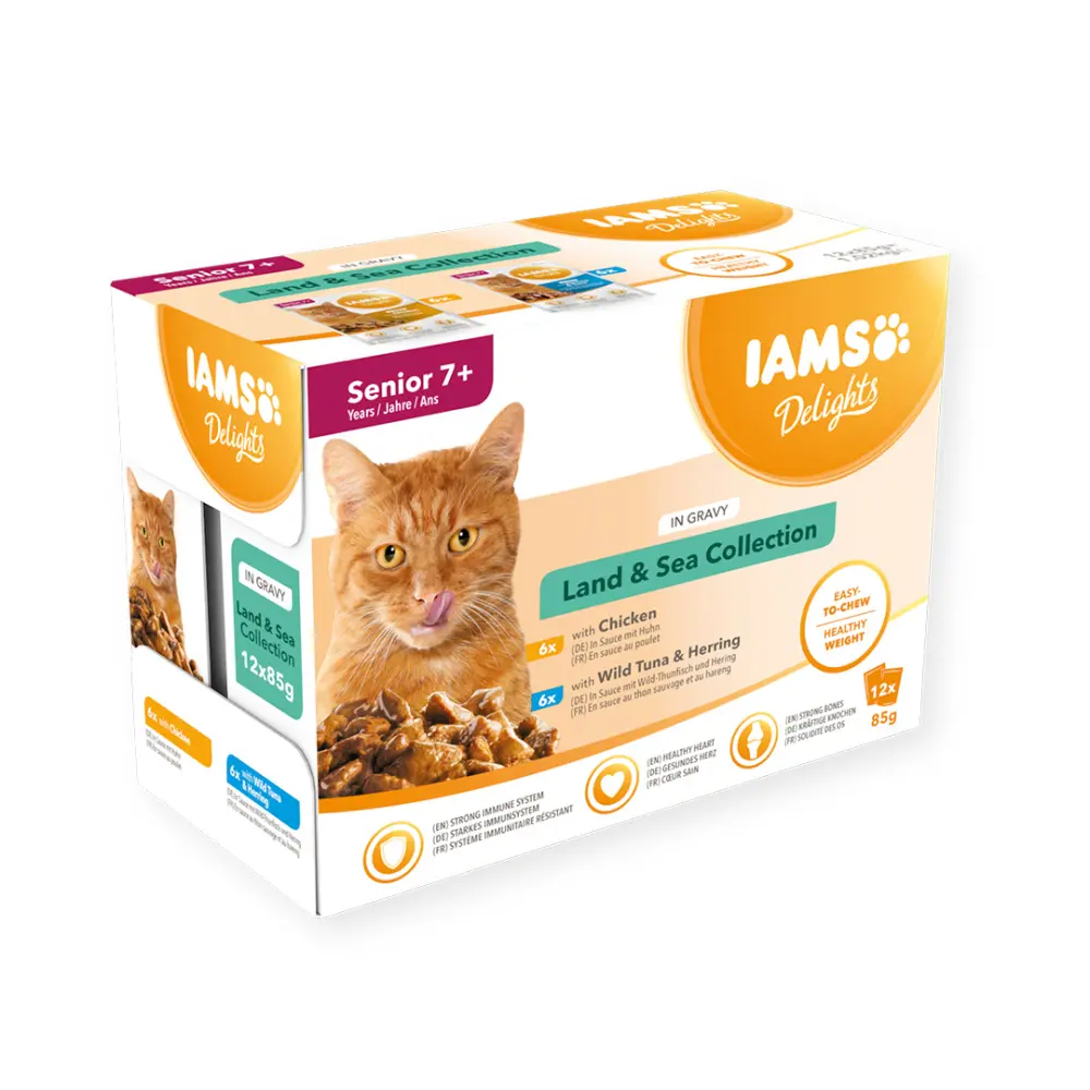 IAMS DELIGHT CAT Senior Land & Sea Collection i saus 12 x 85 g