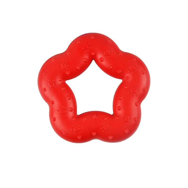 Rød gummi hundeleke - Stjerne 14 cm