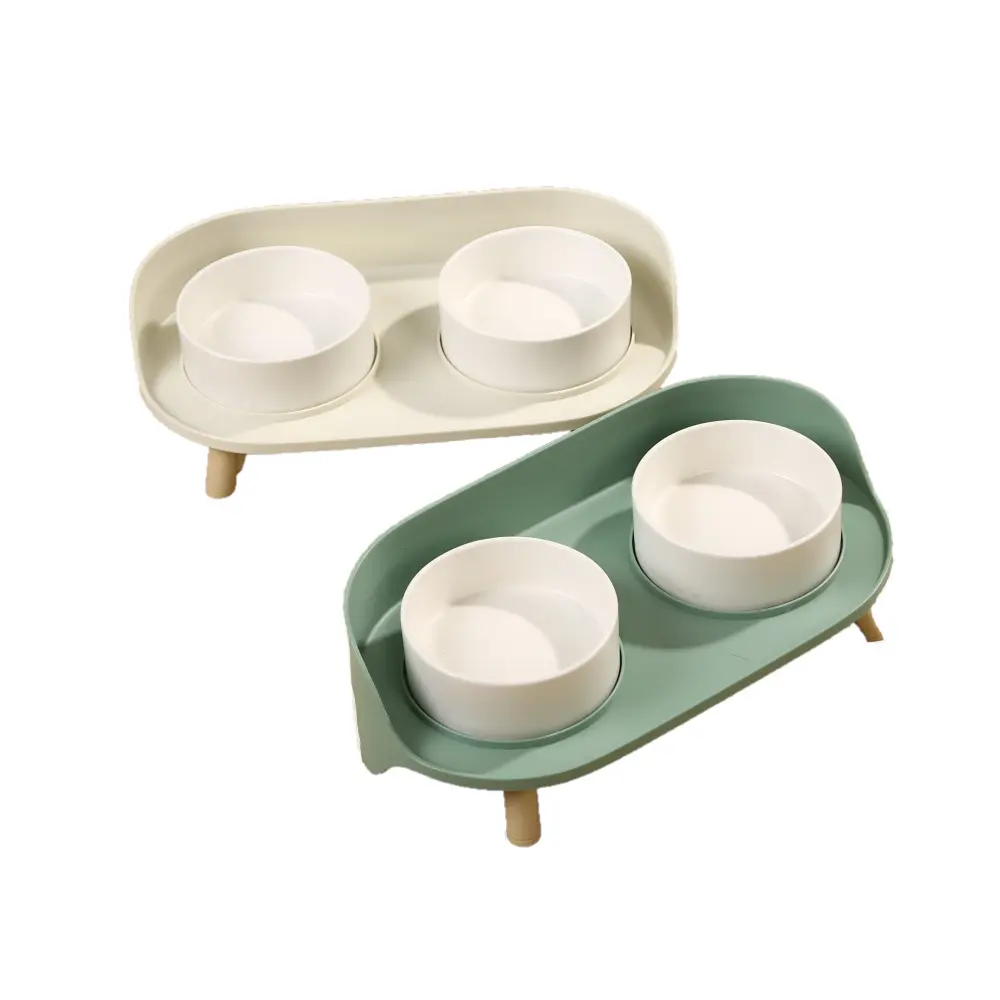 Dobbel design hundeskål og katteskål med stativ